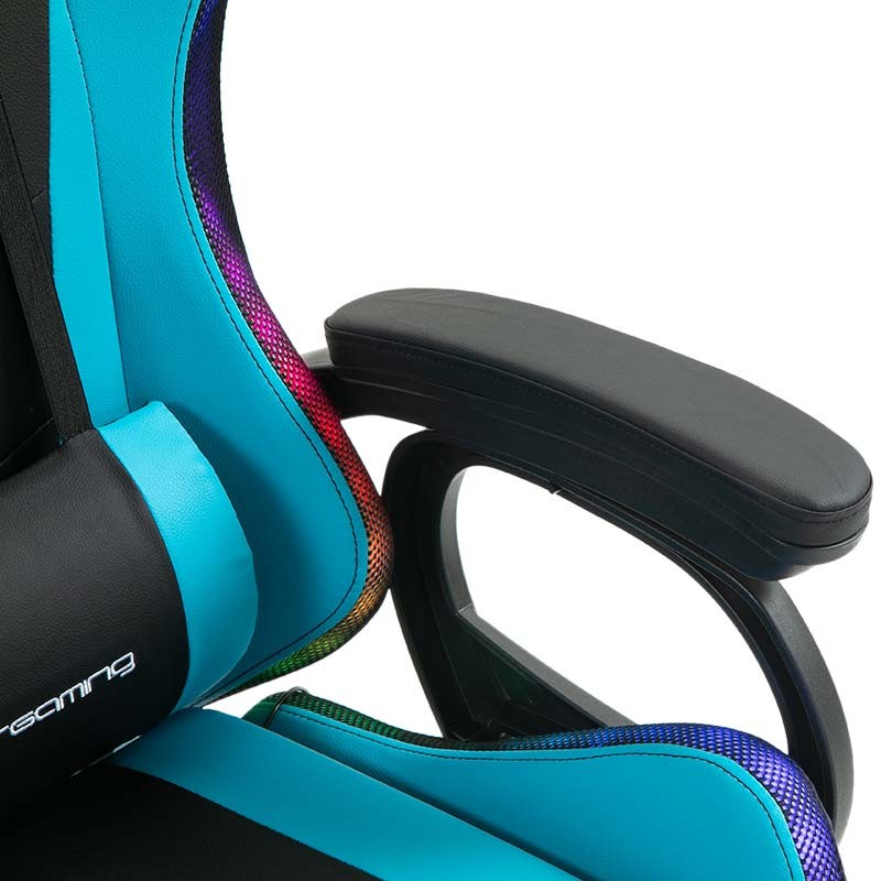 reposabrazos de la Silla Gaming PowerGaming LED RGB con Reposapiés Negro+Azul