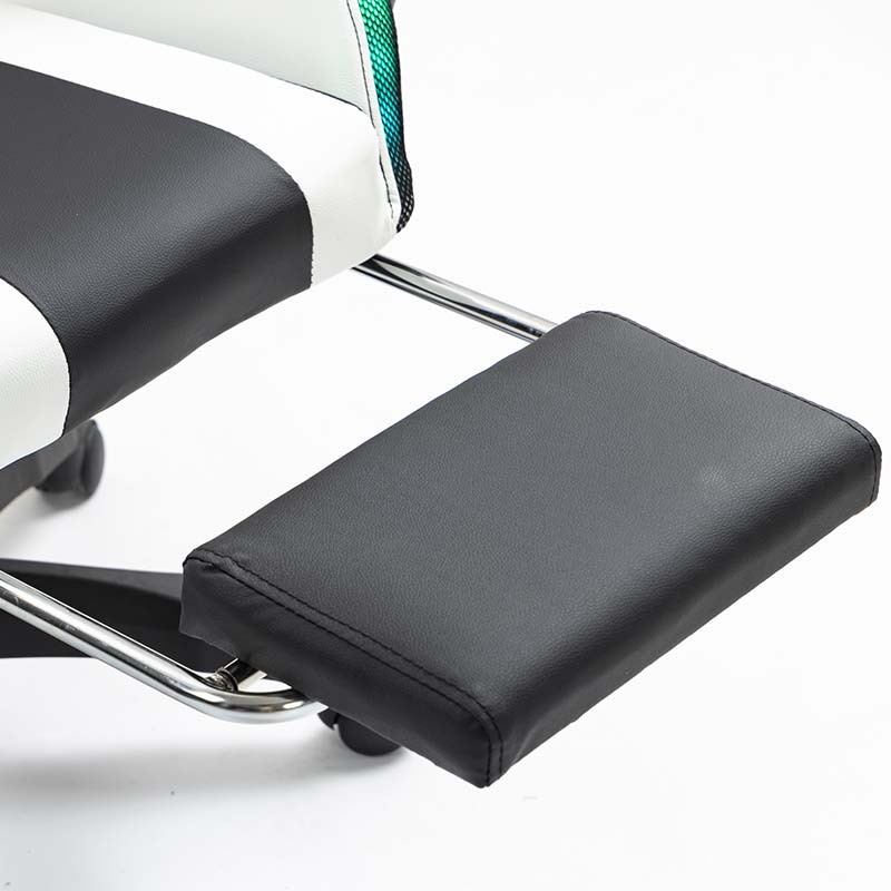 reposapiés de la Silla Gaming PowerGaming LED RGB con Altavoz Bluetooth y Masaje Negro+Blanco