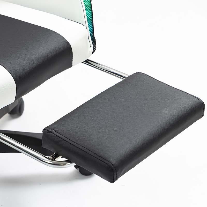 reposapiés de la Silla Gaming PowerGaming LED RGB con Altavoz Bluetooth y Masaje Negro+Blanco