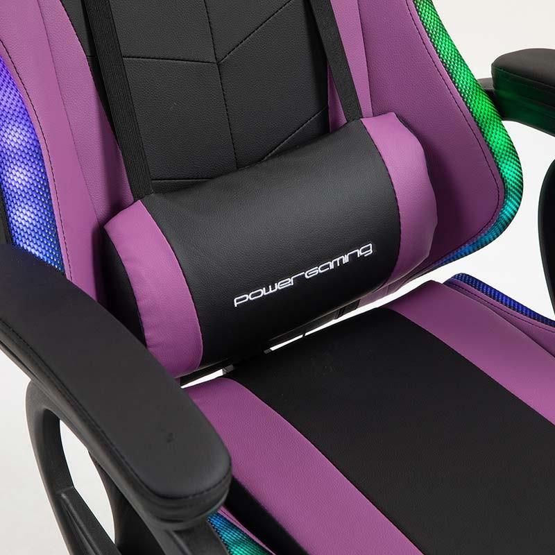 coussin lombaire de la Chaise Gaming PowerGaming LED RGB Noir+Lilas
