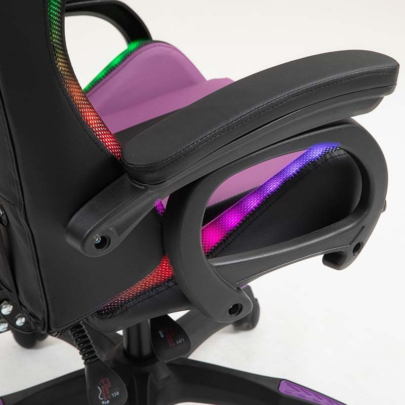 accoudoir de la Chaise Gaming PowerGaming LED RGB Noir+Lilas