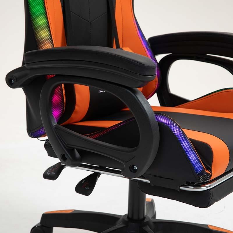 accoudoir de la Chaise Gaming PowerGaming LED RGB avec Repose-pieds Noir+Orange