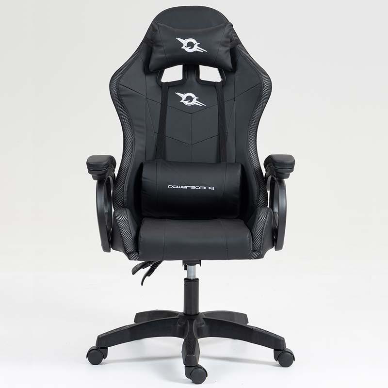 vue de face de la Chaise Gaming PowerGaming LED RGB Noir