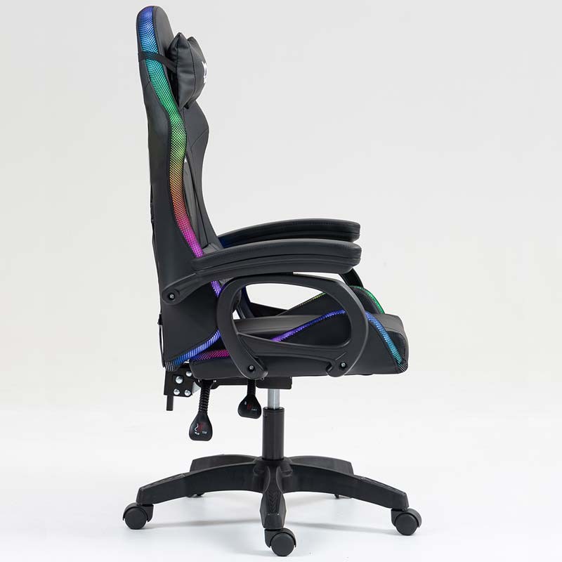vue de côté de la Chaise Gaming PowerGaming LED RGB Noir