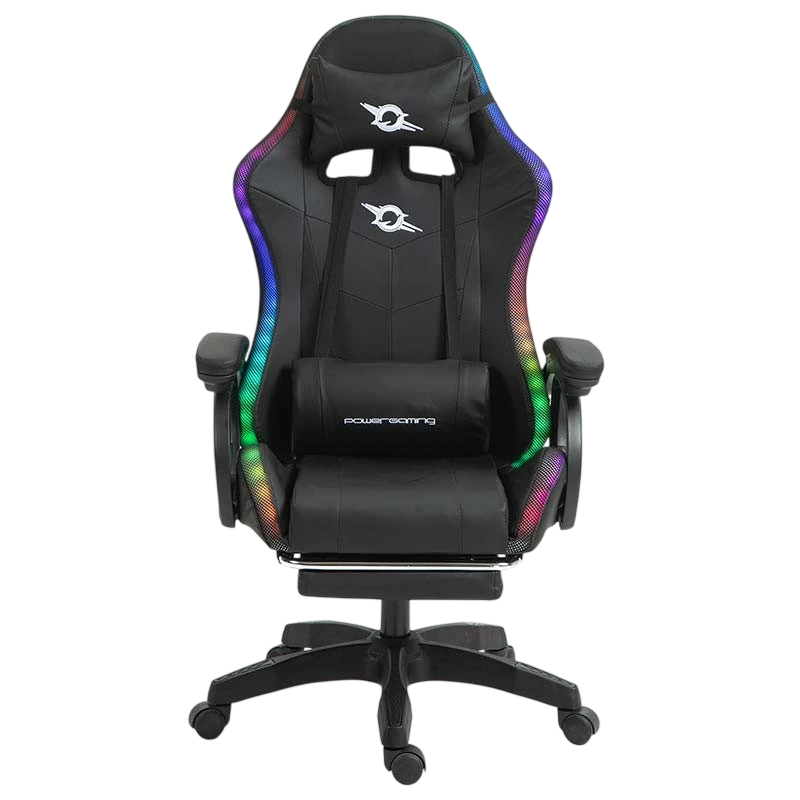 PowerGaming LED RGB Chaise Haut-parleur Massage Repose-pieds Noir
