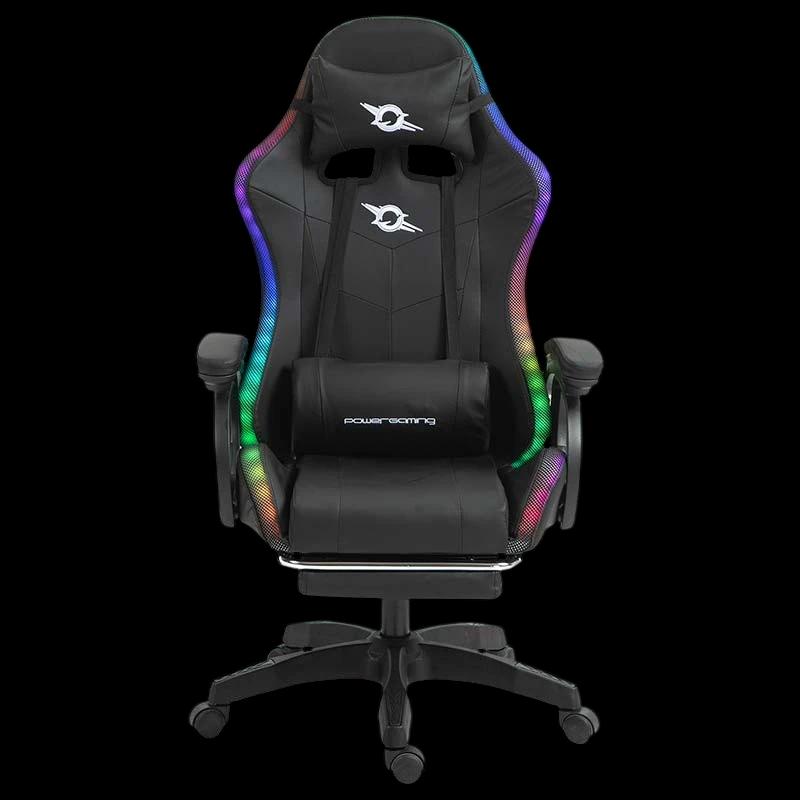 PowerGaming LED RGB Chaise Haut-parleur Massage Repose-pieds Noir