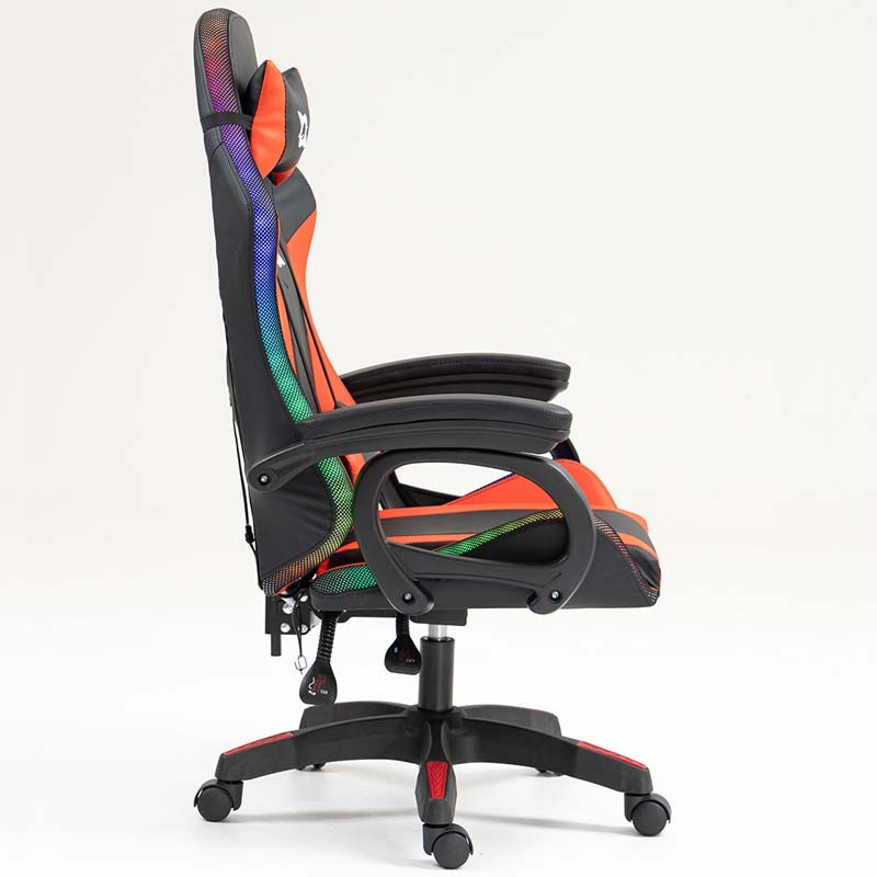 vista lateral de la Silla Gaming PowerGaming LED RGB Negro+Rojo