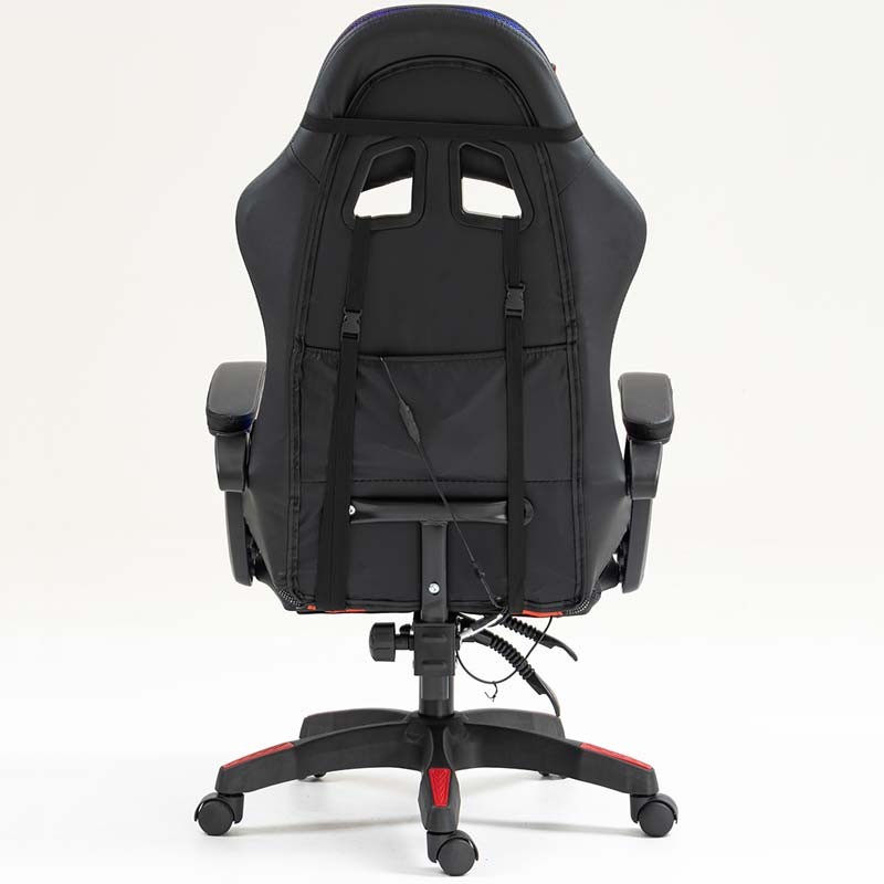 vista trasera de la Silla Gaming PowerGaming LED RGB Negro+Rojo