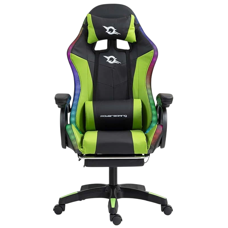 PowerGaming LED RGB Chaise repose-pieds Noir + Vert