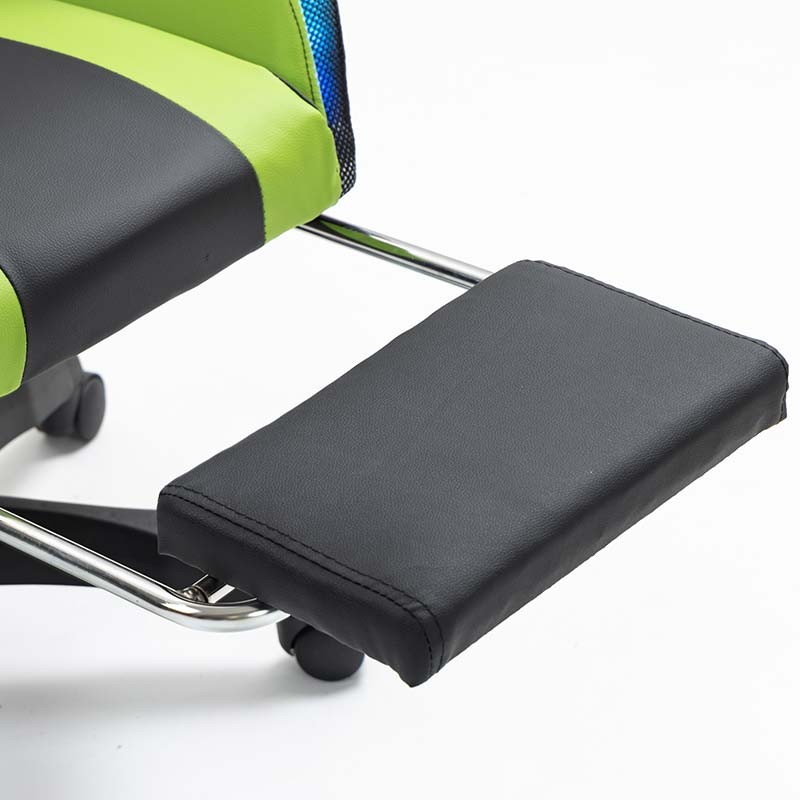 repose-pieds de la Chaise Gaming PowerGaming LED RGB avec Repose-pieds Noir+Vert