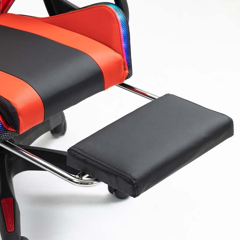 repose-pieds de la Chaise Gaming PowerGaming LED RGB avec Haut-parleur Bluetooth et Massage Noir+Rouge