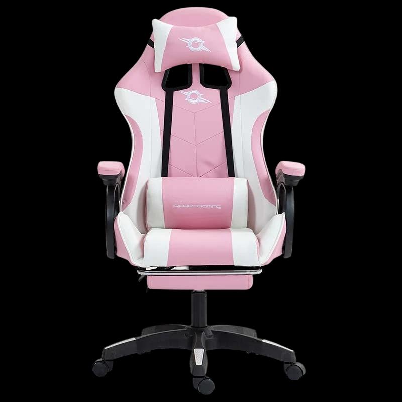 PowerGaming Chaise 7 Points Massage Repose-Pieds Blanc+Rose