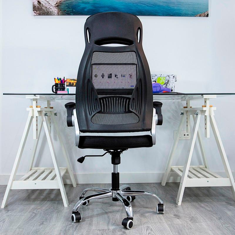 vista trasera de la Silla de Oficina Powerbasics W2003 Negro