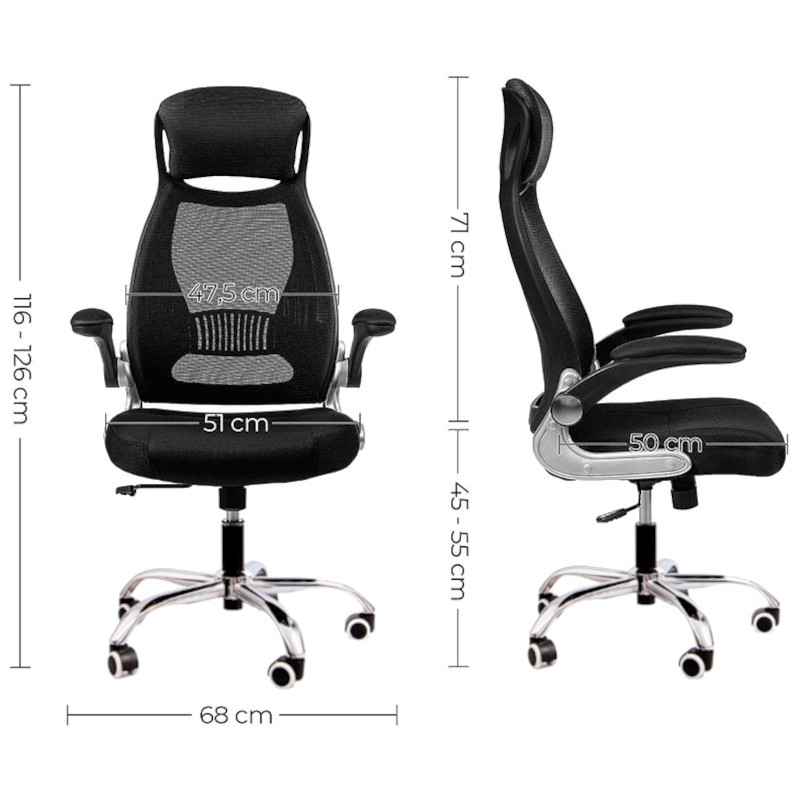 Dimensiones Silla de Oficina Powerbasics W2003 Negro