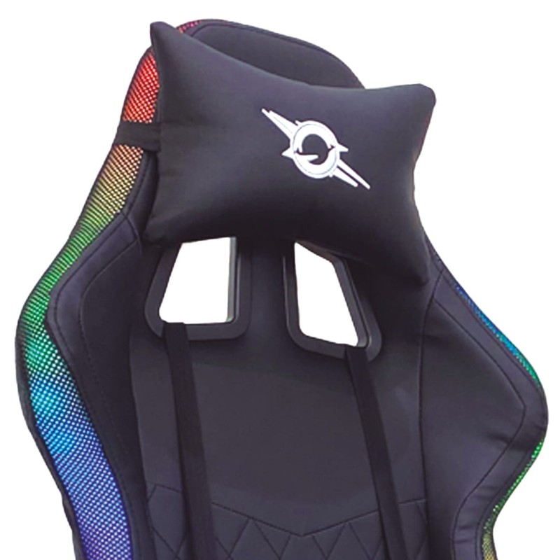Silla PowerGaming LED RGB V2 Negro con Reposapiés cojin del cuello