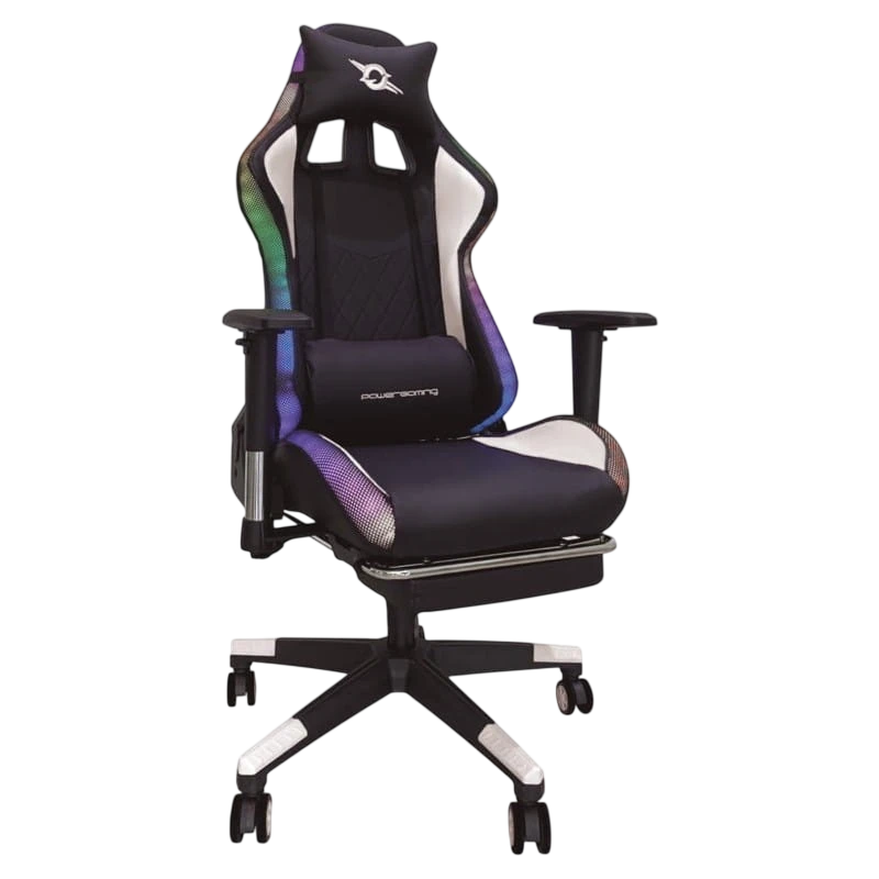 Silla PowerGaming LED RGB V2 Blanco con Reposapiés - Clase B Reacondicionado