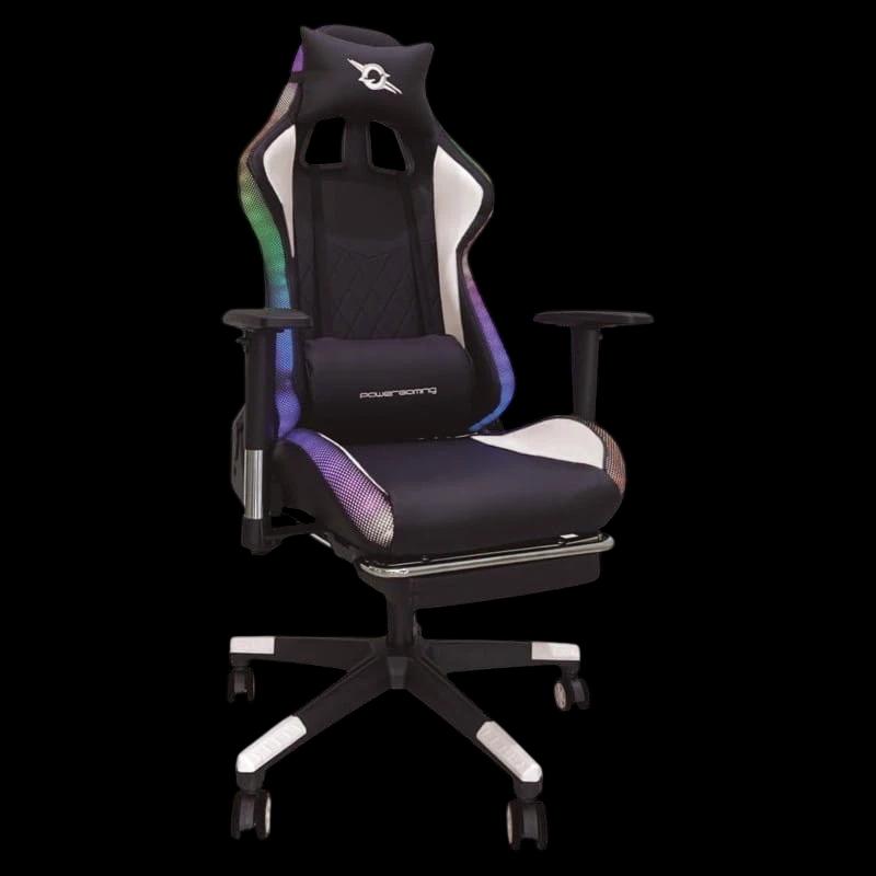 Silla PowerGaming LED RGB V2 Blanco con Reposapiés - Clase B Reacondicionado