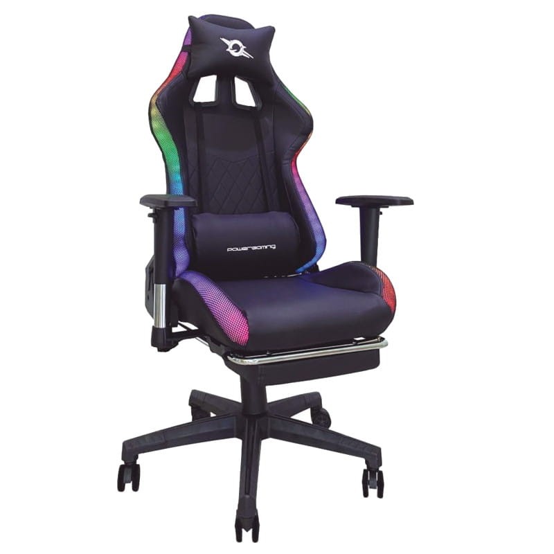 Silla PowerGaming LED RGB V2 Negro con Reposapiés