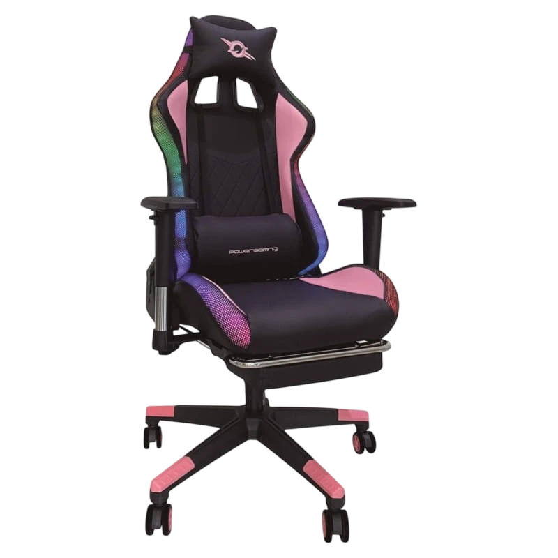 Silla PowerGaming LED RGB V2 Rosa con Reposapiés
