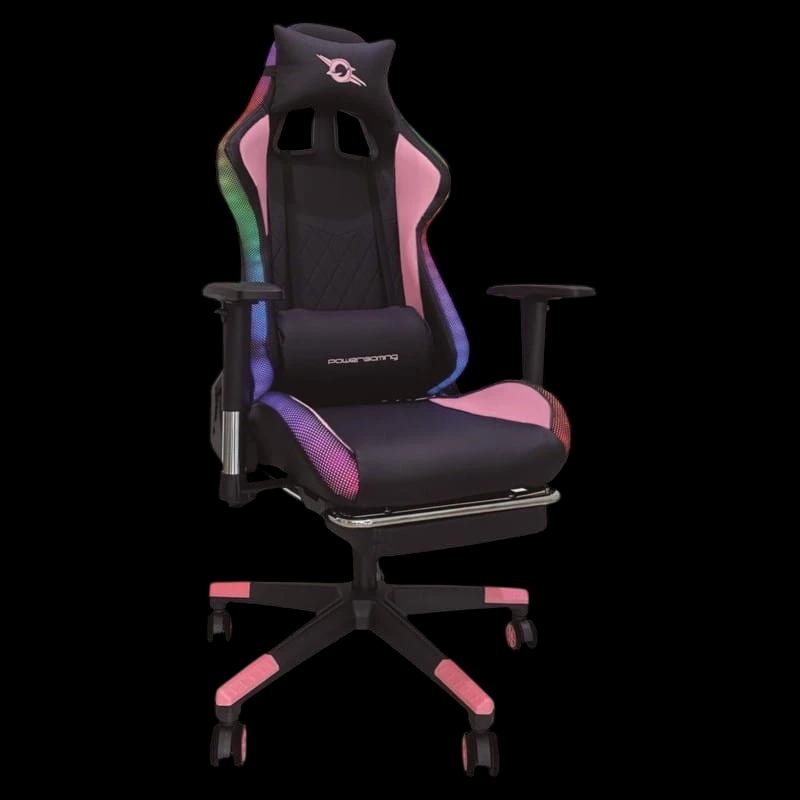 Silla PowerGaming LED RGB V2 Rosa con Reposapiés