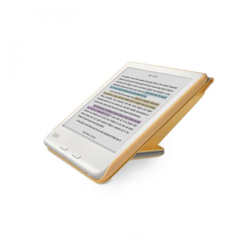 Kobo SleepCover funda en Amarillo para libro electrónico vista de lado
