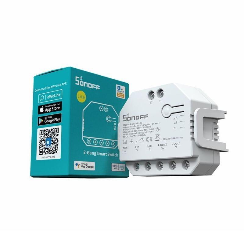Sonoff Dual R3 Lite White - Interrupteur intelligent Wi-Fi avec boîte