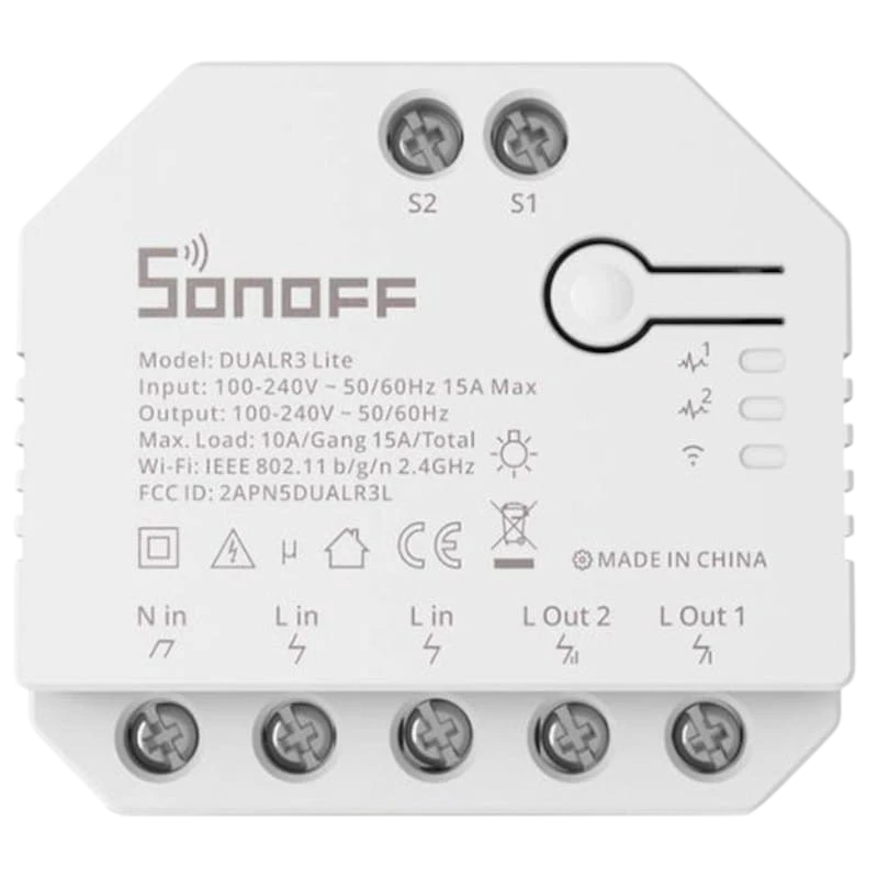 Sonoff Dual R3 Lite Branco - Interruptor Wi-Fi Inteligente