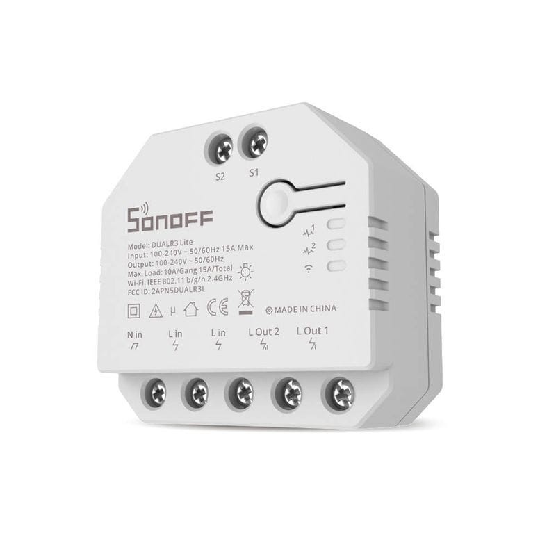 Frontale de Sonoff Dual R3 Lite Blanc - Commutateur Wi-Fi intelligent