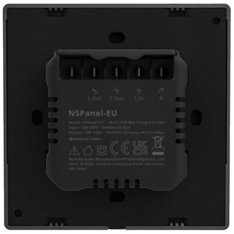 SONOFF NSPanel Negro - Pantalla Inteligente, Centro De Control, Termostato y Sensor Ambiental Vista Trasera