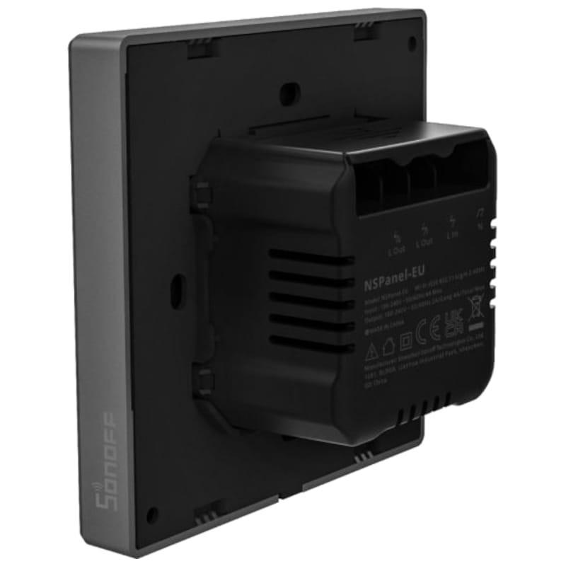 SONOFF NSPanel Negro - Pantalla Inteligente, Centro De Control, Termostato y Sensor Ambiental vista trasera lado izquierdo