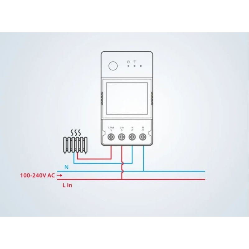 Croquis de la instalación del Interruptor inteligente Sonoff POWR316D 16A