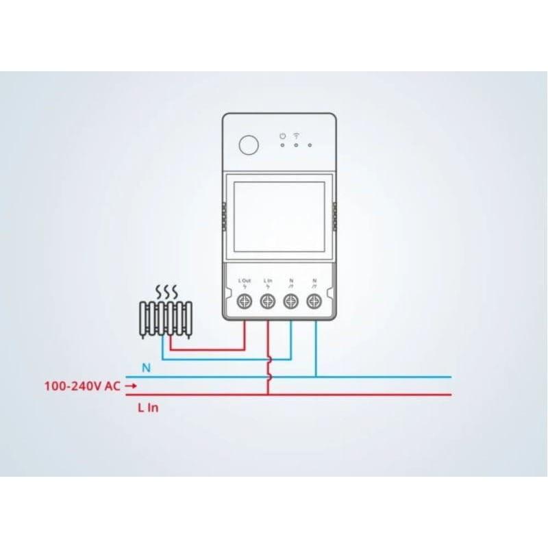 Croquis de la instalación del Interruptor inteligente Sonoff POWR316D 16A