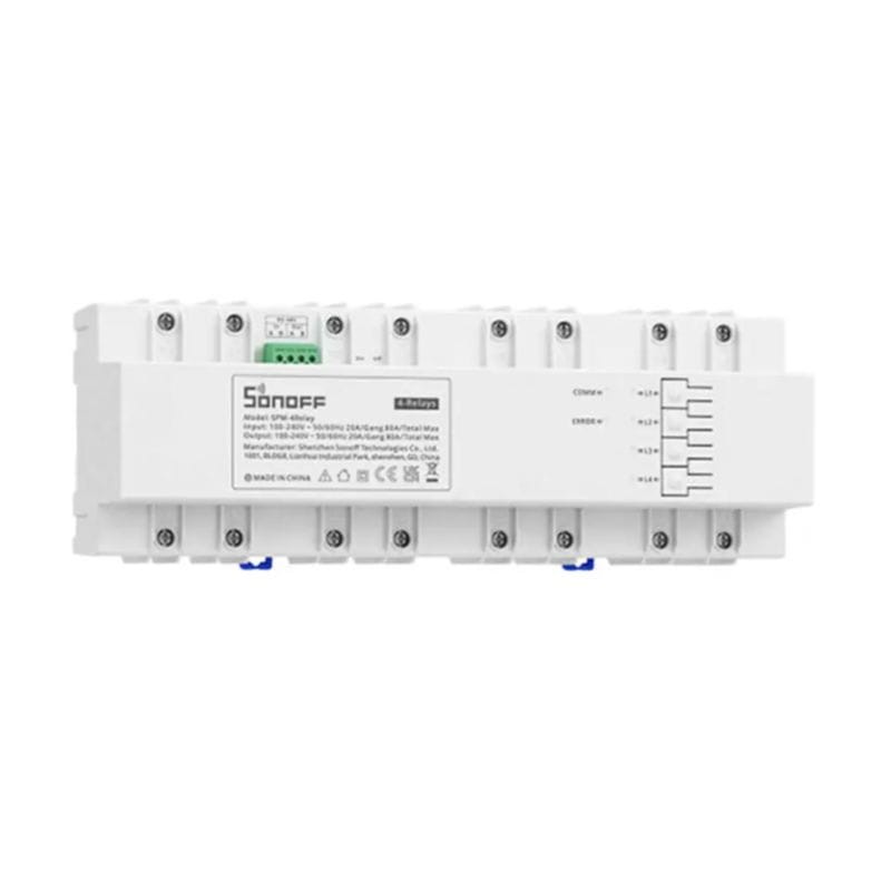 Vista trasera del Medidor de Potencia Inteligente Sonoff SPM-4Relay