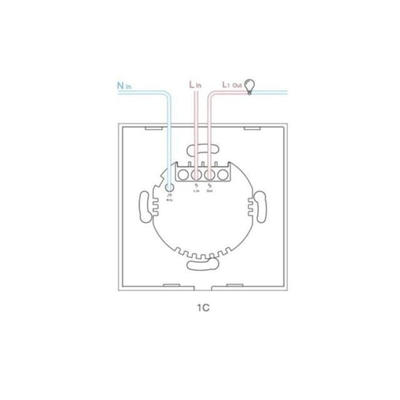 Esquema eléctrico del Interruptor Táctil Inteligente Sonoff T0 1C WiFi