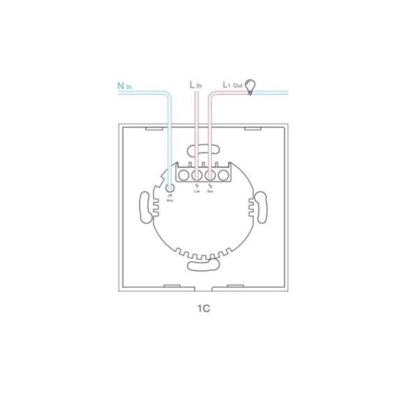 Esquema eléctrico del Interruptor Táctil Inteligente Sonoff T0 1C WiFi