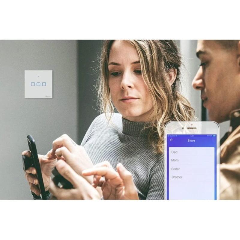 Control por APP del Interruptor Táctil Inteligente España Sonoff T2 1C WiFi + RF 433