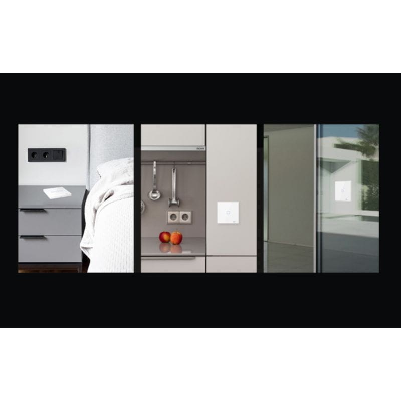 Vista múltiple de la colocación del Interruptor táctil inteligente Sonoff T2EU3C-RF 3 botones