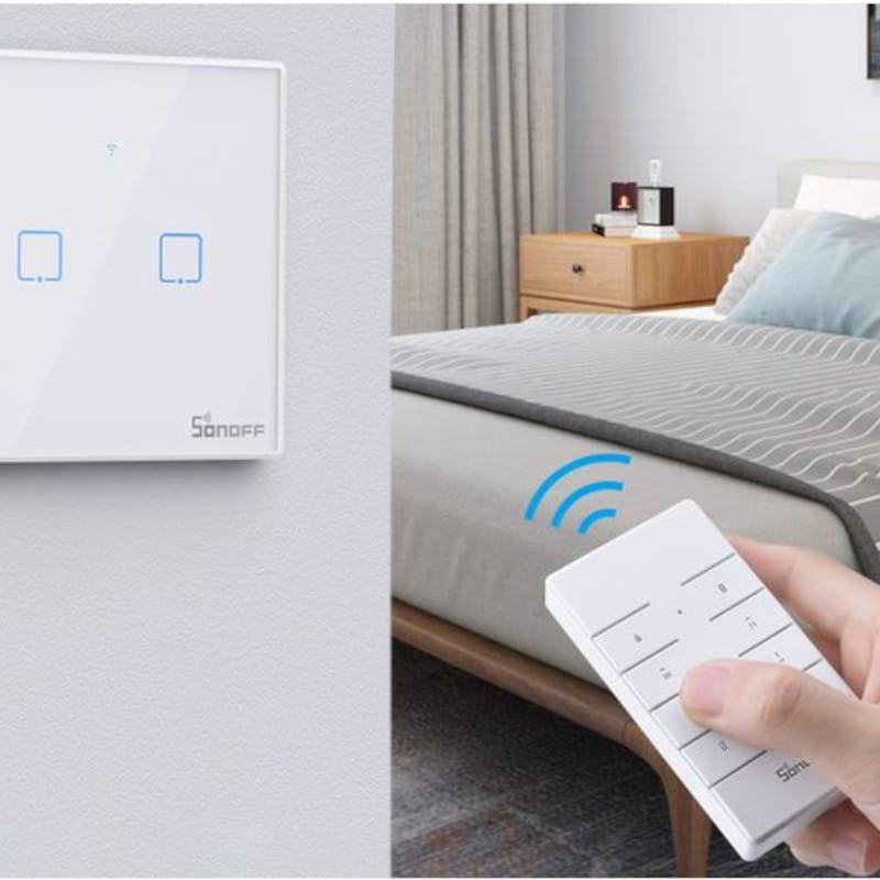 Gran calidad de Sonoff T2EU2C-TX 2 botones Táctil Blanco - Interruptor de pared WiFi