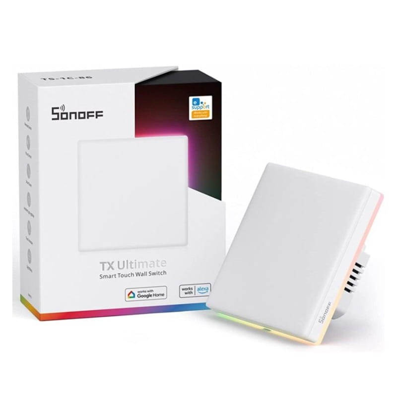Interruptor Táctil Inteligente Sonoff T5 1C WiFi junto a su caja