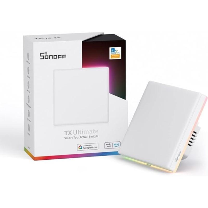 Interruptor Táctil Inteligente Sonoff T5 2C WiFi junto a su caja