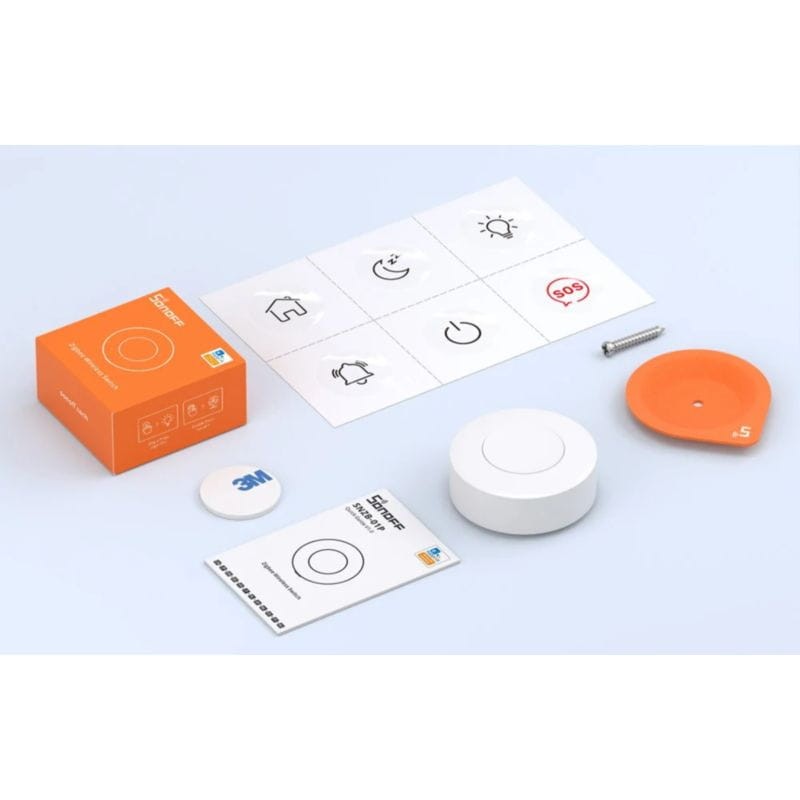 Contenido de la caja del Interruptor inalámbrico redondo Sonoff SNZB-01