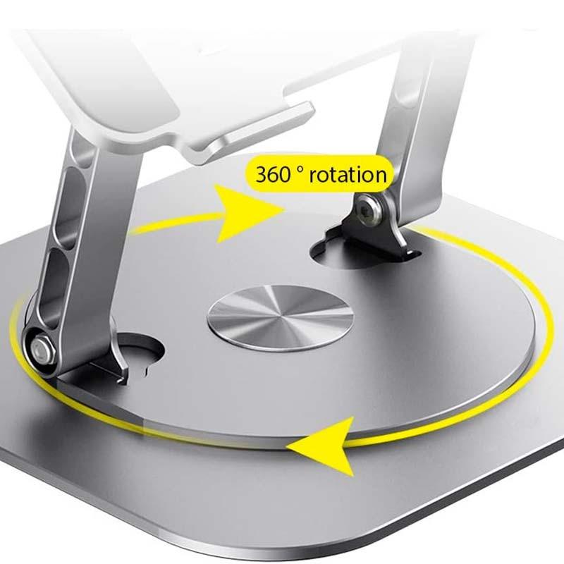 Soporte Giratorio LS928 para Tablet y Ordenador Portátil de Aluminio Plata - rotación de 360º