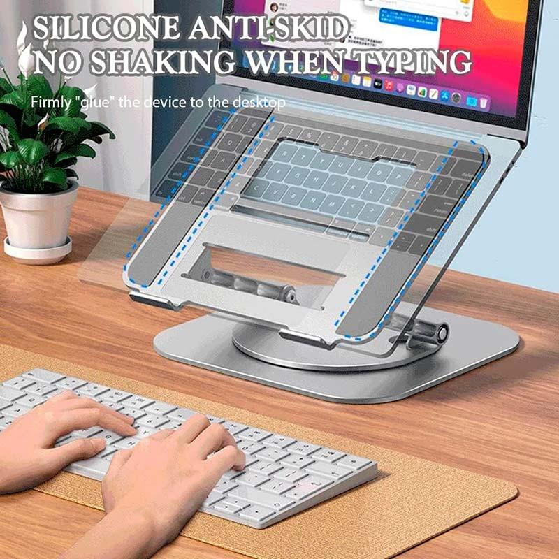 Soporte Giratorio LS928 para Tablet y Ordenador Portátil de Aluminio Plata - almohadillas de silicona