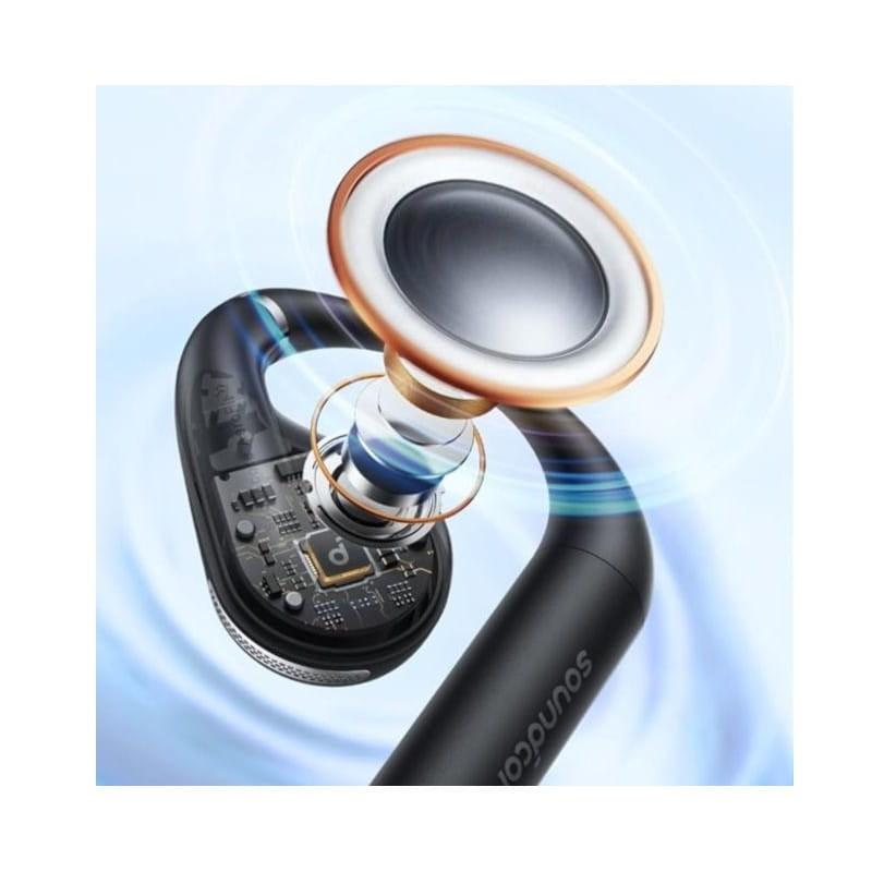 Detalhe do interior do alto-falante dos Auscultadores Bluetooth Soundcore AeroFit em Preto