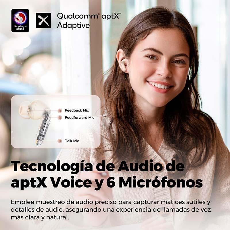 microfones dos auscultadores SoundPEATS Air 4 Pro ANC Bege