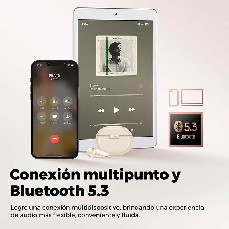 conectividade dos auscultadores SoundPEATS Air 4 Pro ANC Bege