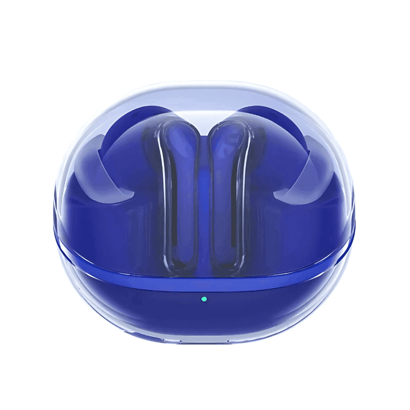 Vista frontal do estojo dos Auscultadores SoundPEATS Clear Azul