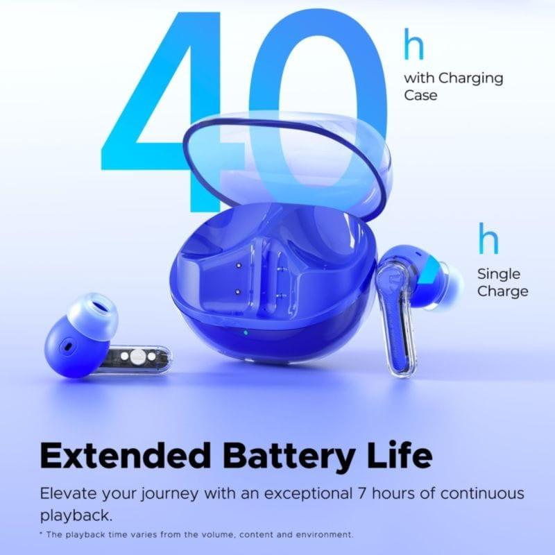 Auscultadores SoundPEATS Clear Azul com autonomia de 40 horas