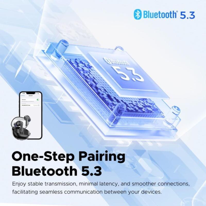 Auscultadores SoundPEATS Clear Azul com Bluetooth 5.3