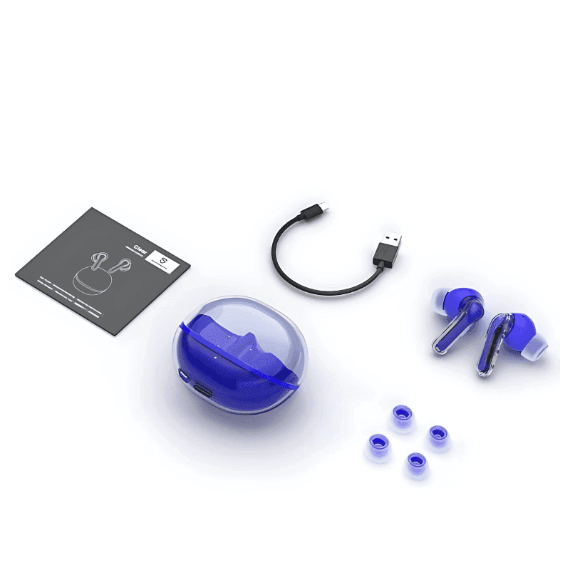 Conteúdo da caixa dos Auscultadores SoundPEATS Clear Azul